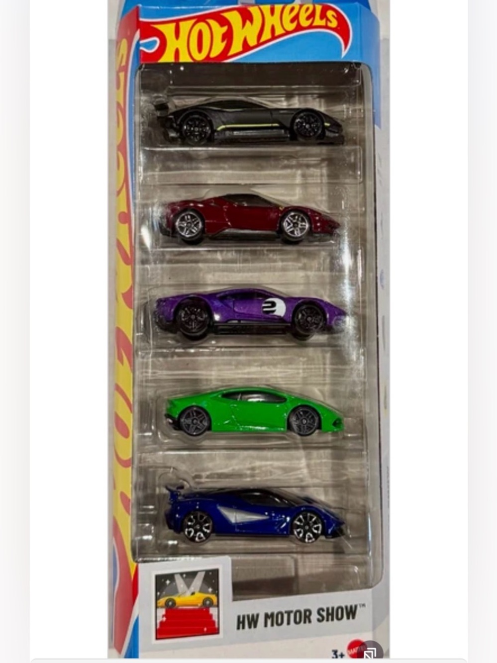 🆕 Hot Wheels: HW Motor Show 5-Pack (Ferrari Aston Martin Ford Lamborghini Lotus)